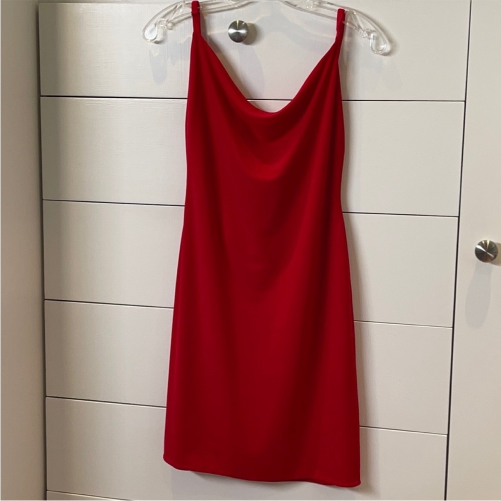 Norma Kamali red slip dress